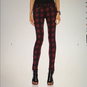 Rag & Bone skinny jean in red buffalo plaid